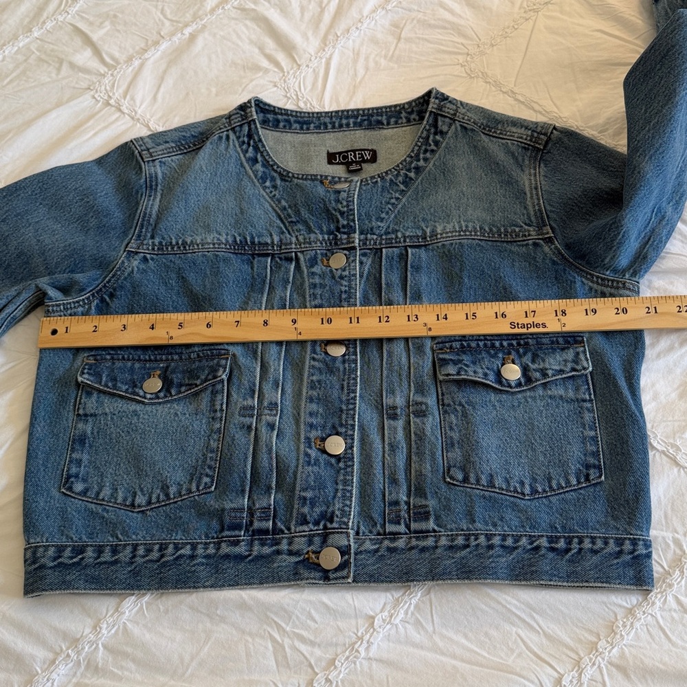 J. Crew Pleated Denim Lady Jacket.sz M gently used - Picture 6 of 13